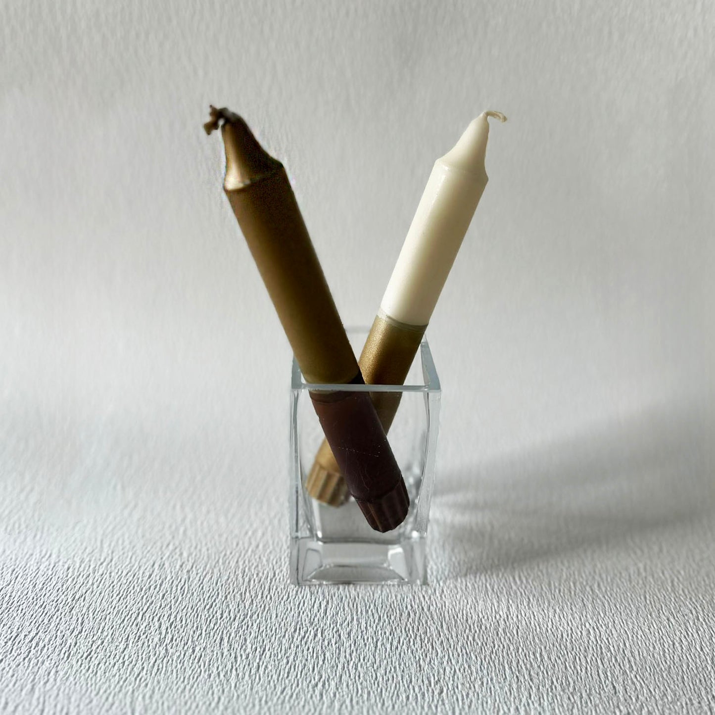 Set de 2 bougies 'Dippy Gold' - Marron/Blanc