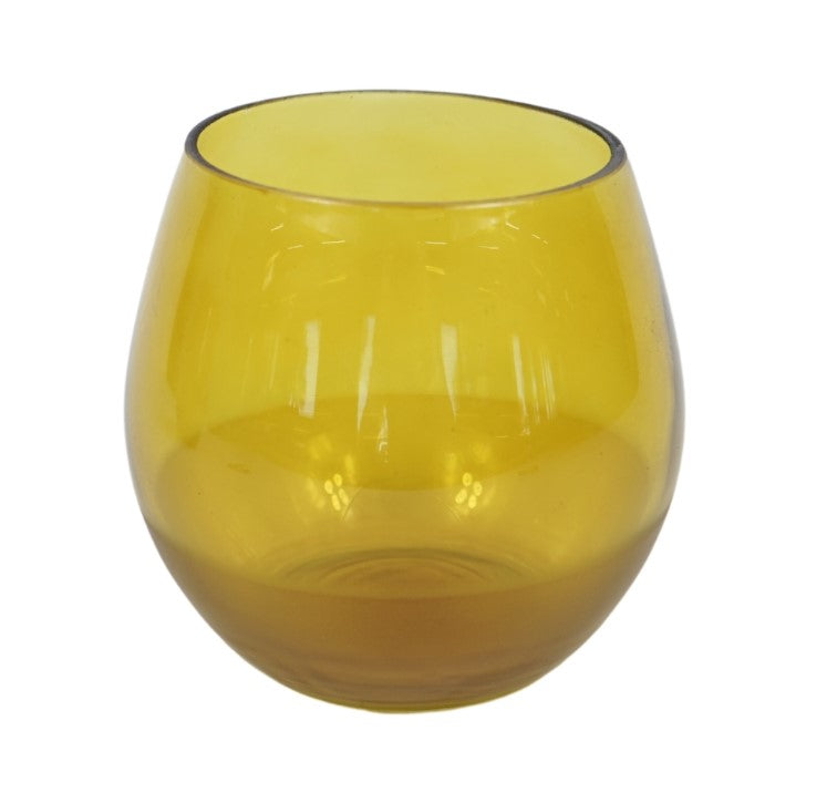 Yellow glass tealight holder - H: 13cm